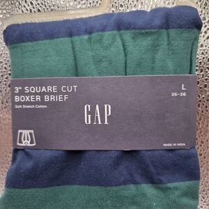 GAP Men's Boxer Briefs in Green and Navy Stripe "3 Square Cut
